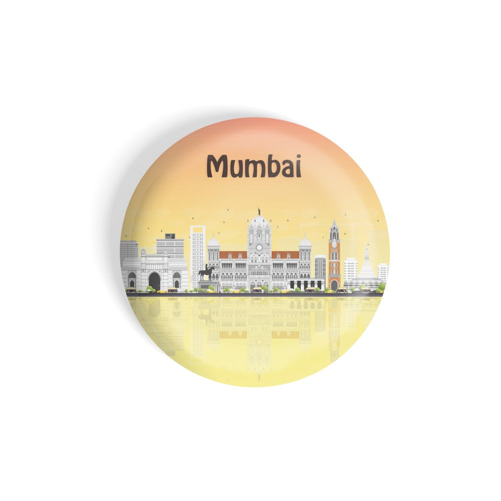 dhcrafts Round Fridge Magnet Multicolour Places Mumbai City In Maharashtra, India Glossy Finish Design Pack of 1 (58 mm)